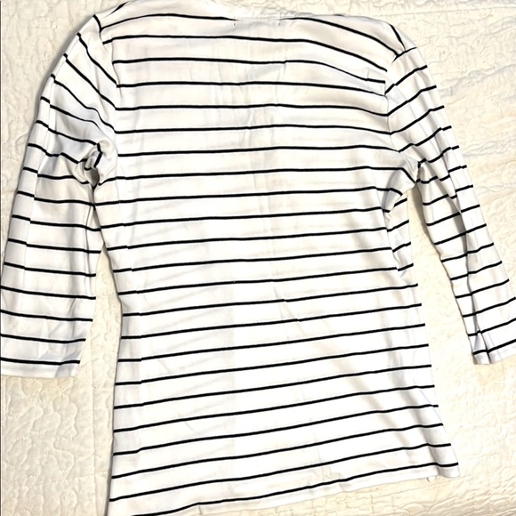 Lauren Ralph Lauren Women's Striped Top - White and Black - Picture 5 of 6